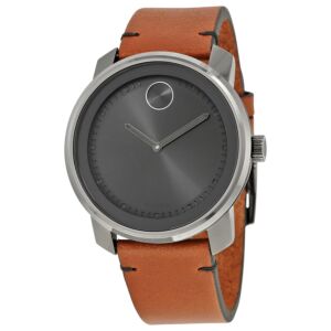 Men's Bold Leather Grey Dial Watch