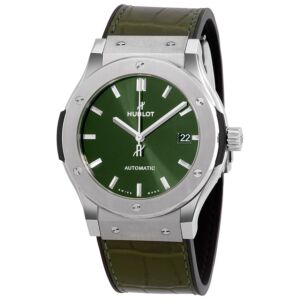 Men's Classic Fusion Rubber with a Green (Alligator) Leather Top Green Sunray Dial Watch