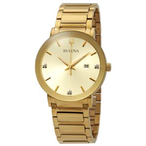Mens-Diamond-Stainless-Steel-Gold-Dial