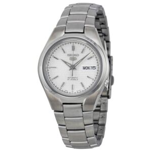 Men's Seiko 5 Stainless Steel Silver Textured Dial Watch