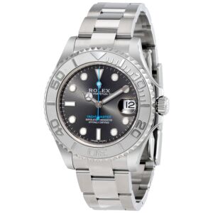 Unisex Yacht-Master Stainless Steel Rolex Oyster Dark Rhodium Dial Watch